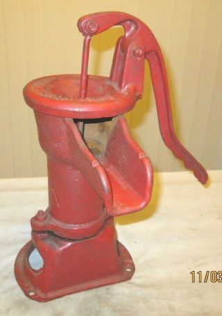 Vintage Davey Cast Iron Hand Well Pump W/ Handle Red Paint Indoor Use