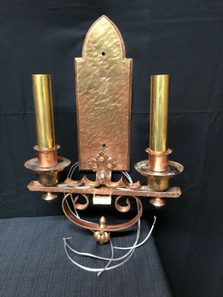 Old/antique Hammered Copper And Brass Wall Sconces Just