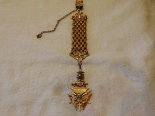 Antique Vintage Mason Knights Of Pythias Fcb Enamel Pocket Watch Fob Masonic