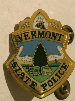 Rare Obsolete Metal Vermont State Police Hat Cap Pin