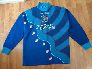 Vintage Manchester United 1995 - 1997 L Large Mens Gk Goalkeeper Umbro Shirt