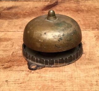 Antique 1800s Victorian Cast Iron Brass Door Bell Ringer Country Store Bus Hotel