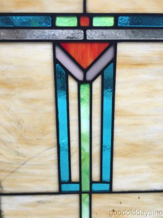 Antique Arts & Crafts Stained Leaded Glass Window 25 " By 18 " Circa 1915