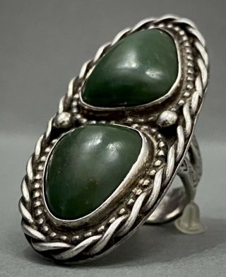 Huge Heavy Vintage Navajo Sterling Silver Green Turquoise Ring 25 Grams