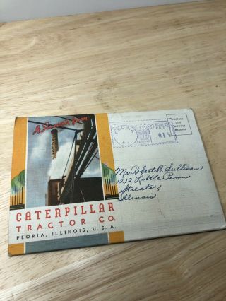Linen Advertising - Caterpillar Tractor Factory Brochure - Peoria,  Il - 1940s