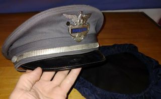 Vintage Obsolete Rare Pinkerton Security Visor Cap Hat With Badge