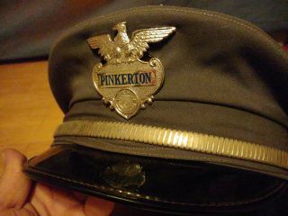 Vintage Obsolete RARE Pinkerton Security visor cap hat with badge 2