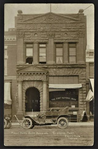 Rppc Glendive Mt " The First National Bank Building " Very Sharp Image