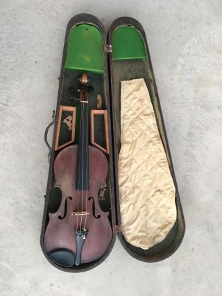 Old Vintage Antique Violin Fiddle Coffin Style Case