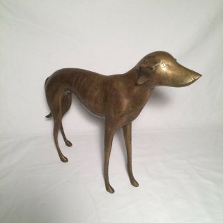 Large 14 " Vintage Brass Greyhound Dog Animal Statue Decor Figurine