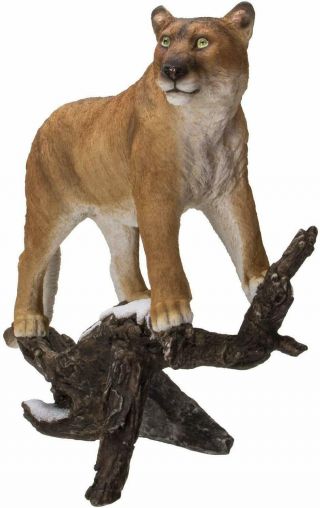 Ebros Gift Realistic Cougar Big Cat Resin Figurine Statue 10.  25 " H