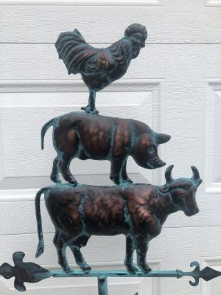 Farm Animal Stack Weathervane Rooster Copper Finish Weather Vane Hand Crafted 2