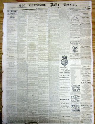 1860 Charleston SOUTH CAROLINA newspaper w SLAVE ADS NAMING SLAVES 2