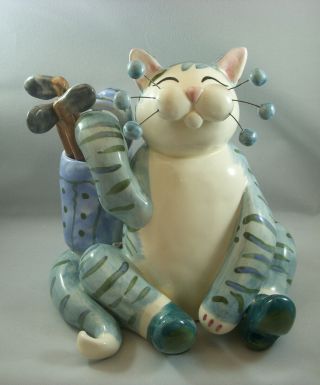Annaco Creations Retired Whimsiclay Large Cat Golfer By Amy Lacombe 28328 Nib