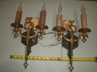 Antique Decorative Cast Iron/brass Wall Sconce Lights (pair)