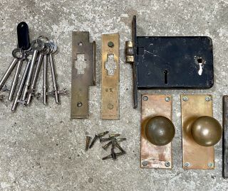 Vintage Brass Door Handles Knobs By James Gibbons Ltd Of Wolverhampton With Lock