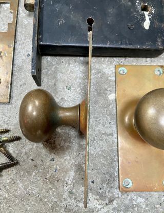 Vintage Brass Door Handles Knobs by James Gibbons Ltd of Wolverhampton With Lock 3