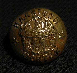 1888 Benjamin Harrison - Levi Morton " Protection " Brass Campaign Button Election