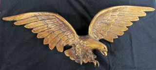 Large Vintage American Eagle Sculpture Brass Wall Hanging 29” Plaque