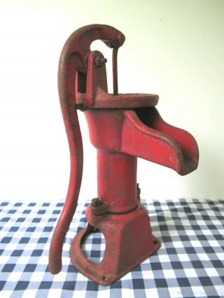 Antique Water Well Pump,  Vintage Cast Iron,  Red Paint,  Gould 