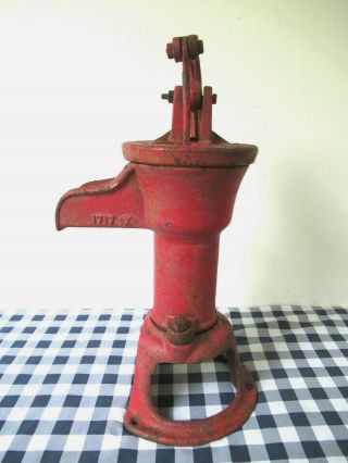 Antique Water Well Pump,  Vintage Cast Iron,  Red Paint,  GOULD ' S PUMPS INC 2