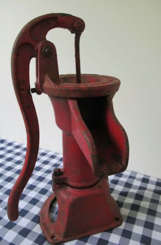 Antique Water Well Pump,  Vintage Cast Iron,  Red Paint,  GOULD ' S PUMPS INC 3
