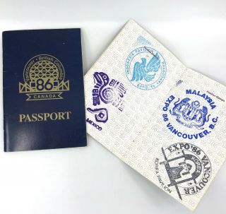 Expo 86 Vancouver Bc Passport X 2 Pavilion Stamped Souvenir Worlds Fair Canada