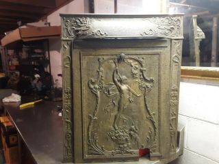 Gorgeous Antique Victorian Era Cast Iron Fireplace Ornate Insert W Cover 2 Piece