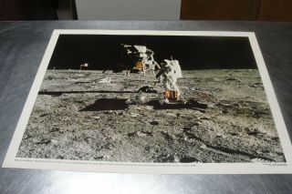 Vintage 1969 Nasa Apollo 11 Man On The Moon Landing Photograph Lg 16 " X 20 "