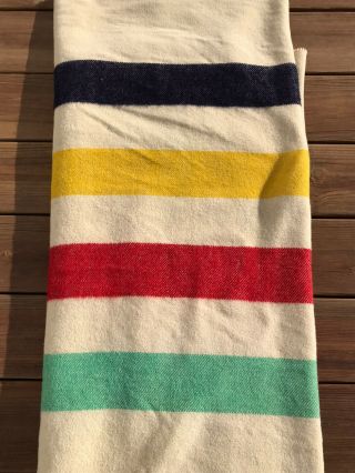 Vintage 4 Point Hudson Bay Heavy Wool Blanket Made In England 68x87”