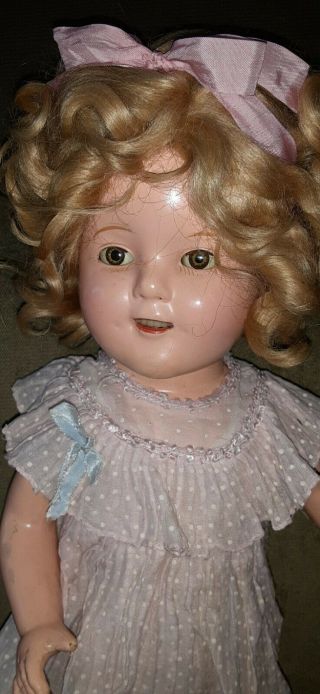 17 " Rare Shirley Temple Doll Vintage Composition W/ Clear Eyes,  Orig Dress/slip
