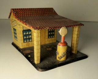 Vintage Distler - Penny Toy Gas Station - German Tin Litho