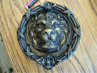 Nr Large Solid Bronze Lion Head Doorknocker Regal Vintage Brass Victorian