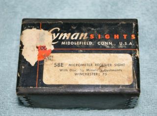 Lyman 58e Rear/receiver Sight For Winchester Model 75 - W/box & Screws