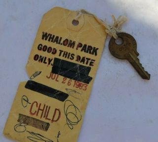 Vintage Whalom Amusement Park Fitchburg Mass Paper Towel Dispenser Key & Tag NR 2
