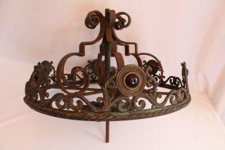 Wonderful Antique Heavy Bronze & Metal French Gothic Chandelier - Parts Restore