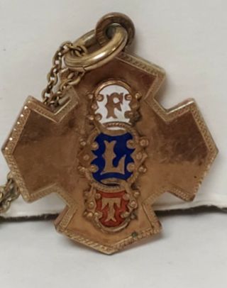 Independent Order Of Odd Fellows Flt Pendant With Chain Friendship Love Truth