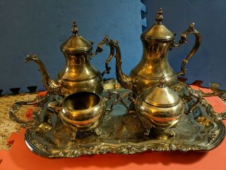 Fb Rogers Silver Plated Co Vintage Full Coffee Tea Set Authentic Set