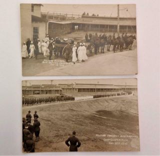 2 Antique Wwi 1918 Real Photo Postcards Military Funeral Camp Custer Michigan