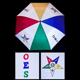 Oes Reverse Umbrella - Order Of The Eastern Star - Curved Handle Red Sleeve