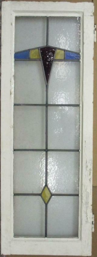Large Old English Leaded Stained Glass Window Stunning Geometric 16 " X 44.  5 "