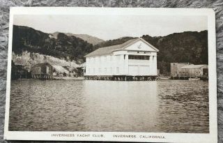 Ca.  1910 - 1915 Inverness,  California Marin Co.  Yacht Club Bldg Ambrotype Postcard
