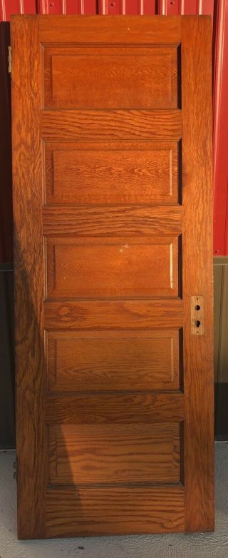 30” X78 " Antique Vintage Old Solid Wood Wooden Door 5 Raised Panels