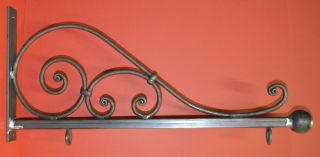 Sign Bracket Holder,  Wrought Iron Scroll,  31 In. ,  By Worthington Forge In Usa