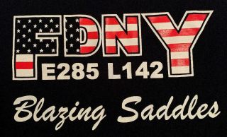 FDNY NYC Fire Department York City T - Shirt Sz XL Queens E 285 L 142 2