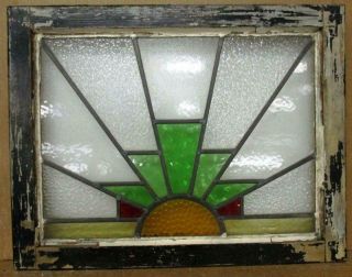 Old English Leaded Stained Glass Window Gorgeous Sun Burst 24.  25 " X 19.  25 "