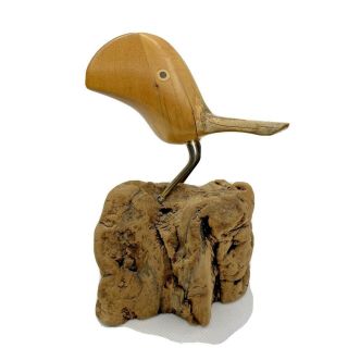 Vtg.  1996 Dave Hughes Artist Driftwood Shore Bird Carved Wooden Sculpture Toucan