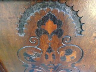 Two Early 17th Century Oak Carved And Inlaid Cupboard Paneled Doors