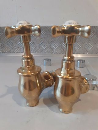 Brass Globe Taps Reclaimed,  Old Heavy Weight,  Wall/ Bath Mounted H E Rudge 1901