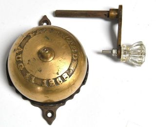 Vintage Brass Crank Door Bell With Eastlake Style Crank Handle